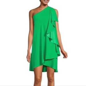 NWT Alex Marie Women's Chantal Green One Shoulder Cocktail Dress